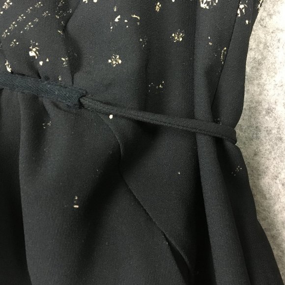 Wilfred Dress XXS Faux Wrap Black Gold Cocktail Evening Semi Formal Holiday - Picture 8 of 16